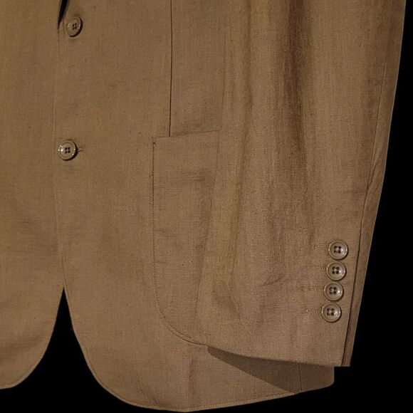 PJ Paul Jones Linen Cotton Blend Lightweight Blazer Mens Large NWT Tan Brown - Picture 3 of 7